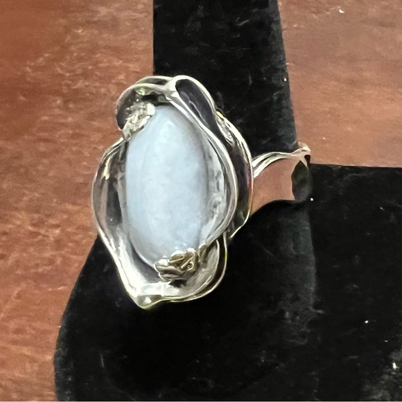 Carolyn Pollack .925 Blue Lace Agate Calla Lily Ring – Sculptural Artisan #337 - Picture 6 of 12